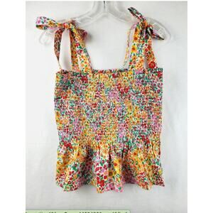 J.Crew Reimagined Smocked Tie Shoulder Tank Floral